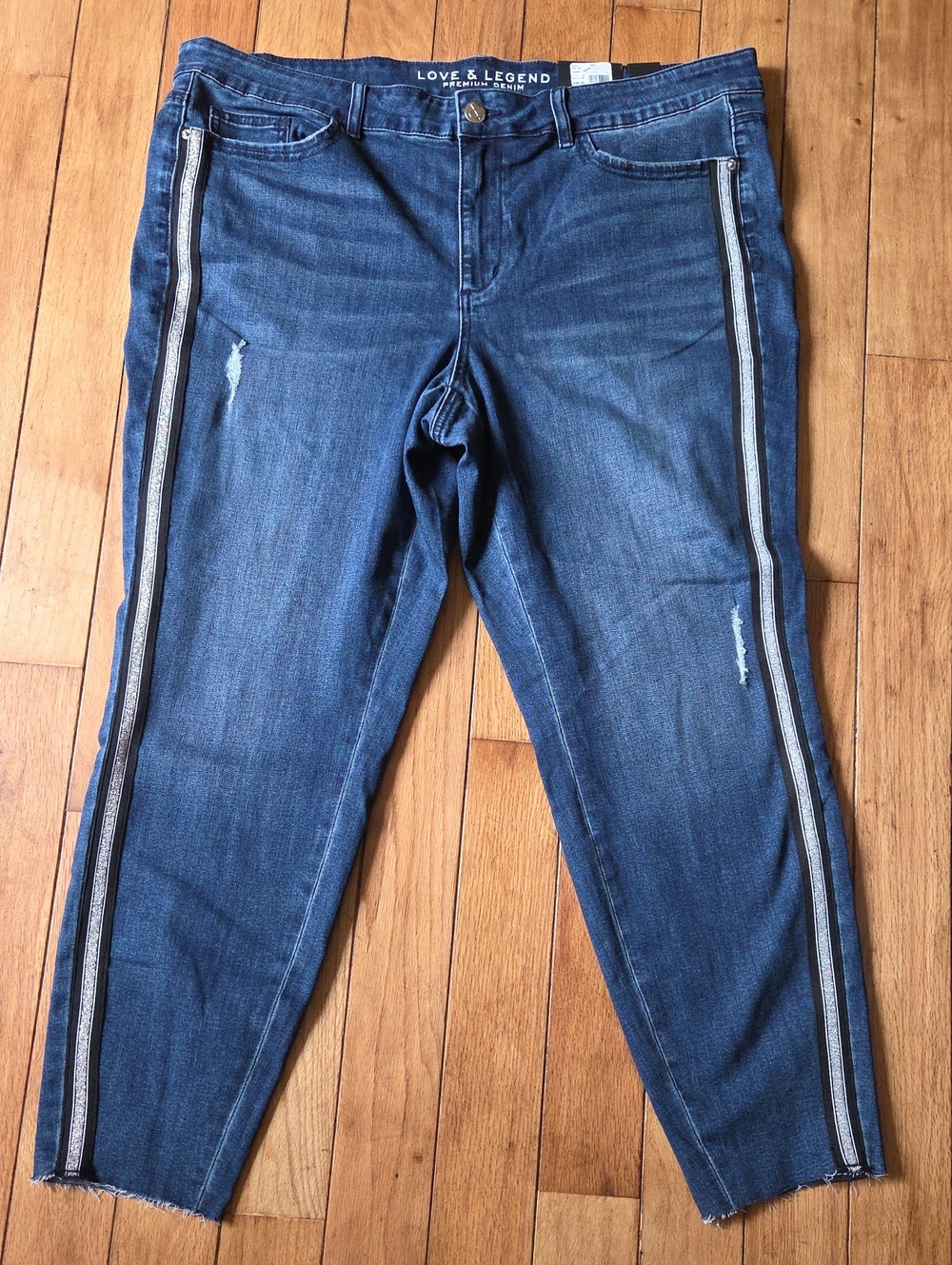 Love & Legend Indigo Slim Skinny Jeans with Metallic Side Stripes